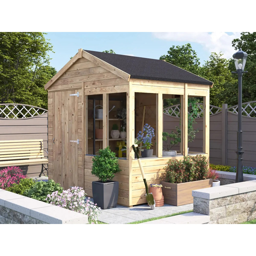 Dunster House Overlord 8 x 6ft Modular Brown Superfelt Apex Potting Shed Image 3