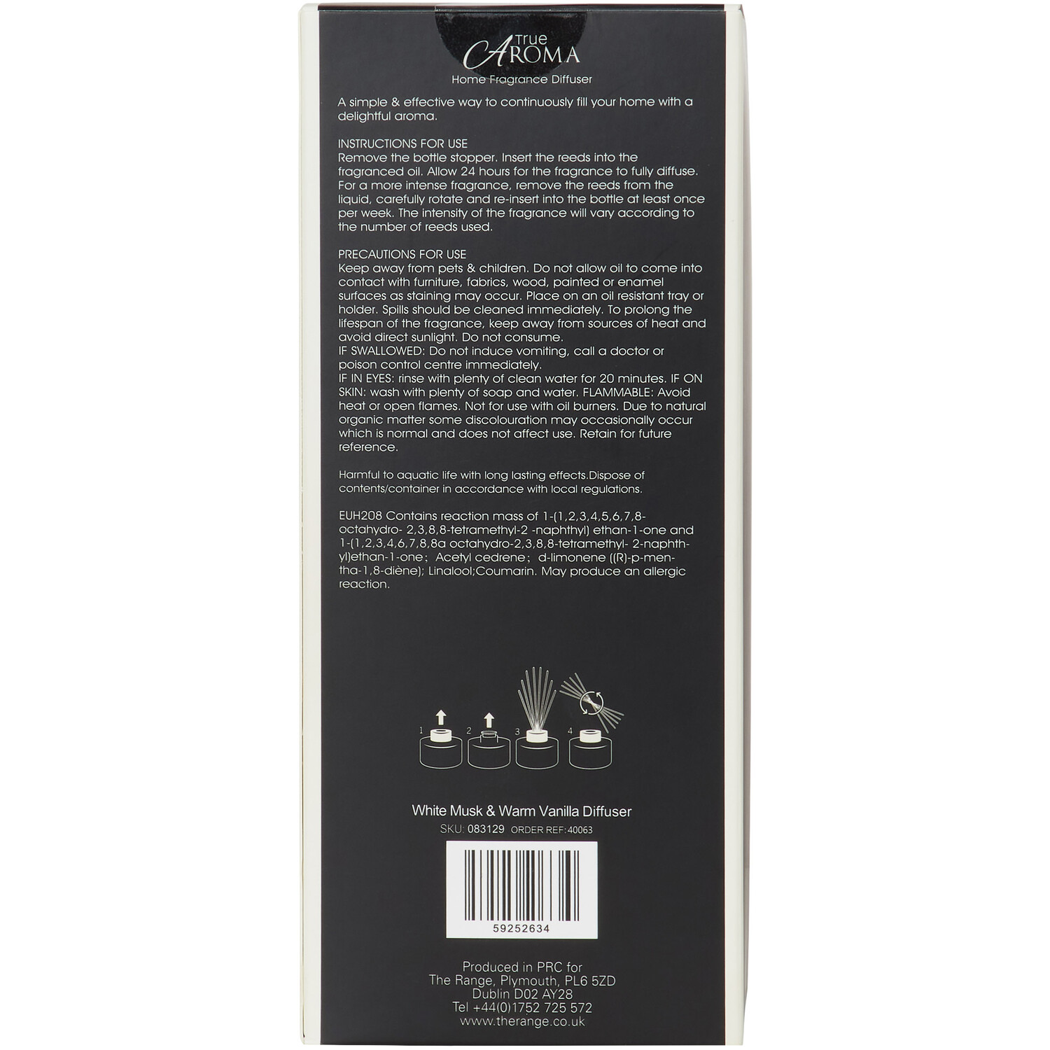 White Musk & Warm Vanilla Diffuser 150ml - Black Image 4