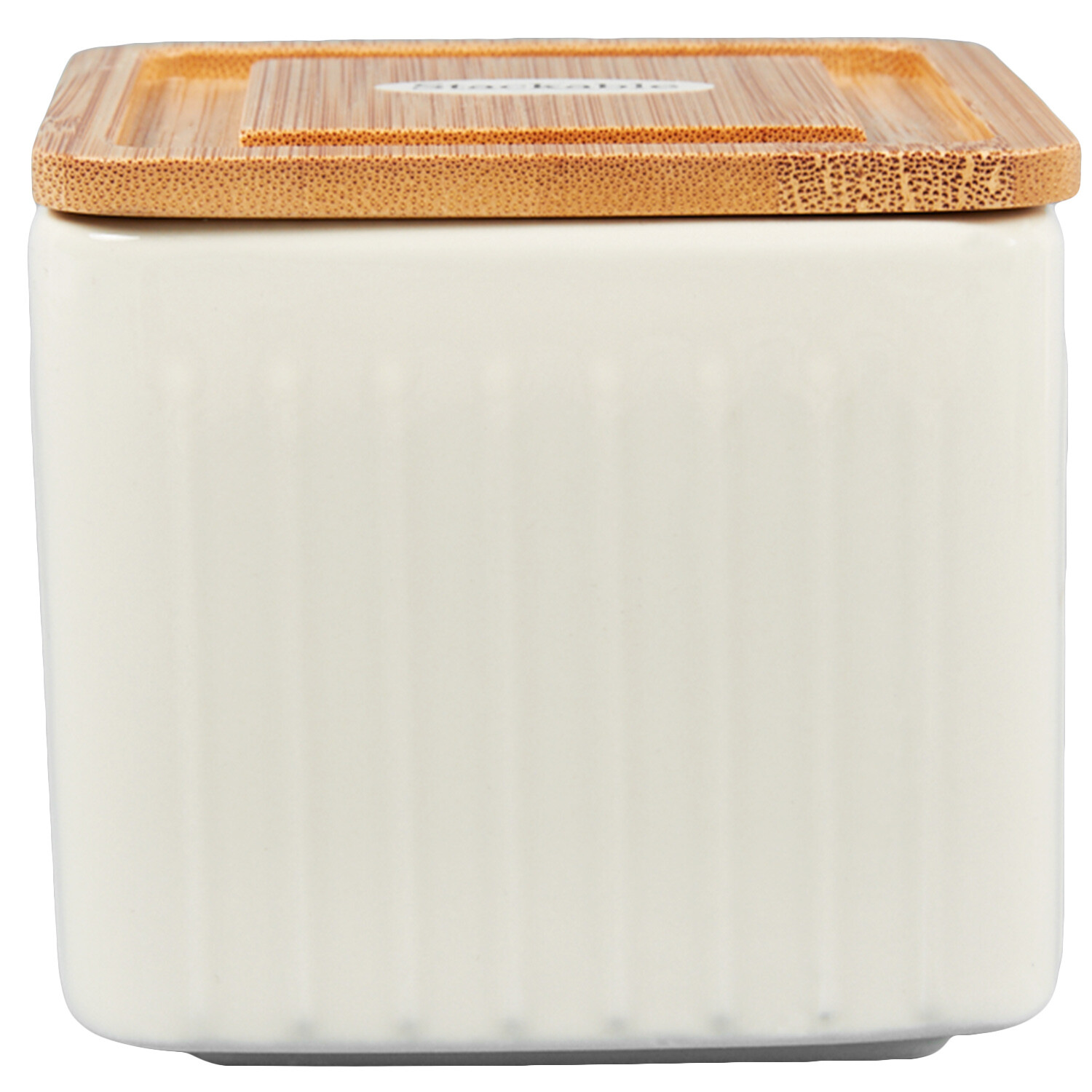 Embossed Stacking Canister with Lid - White Image 1