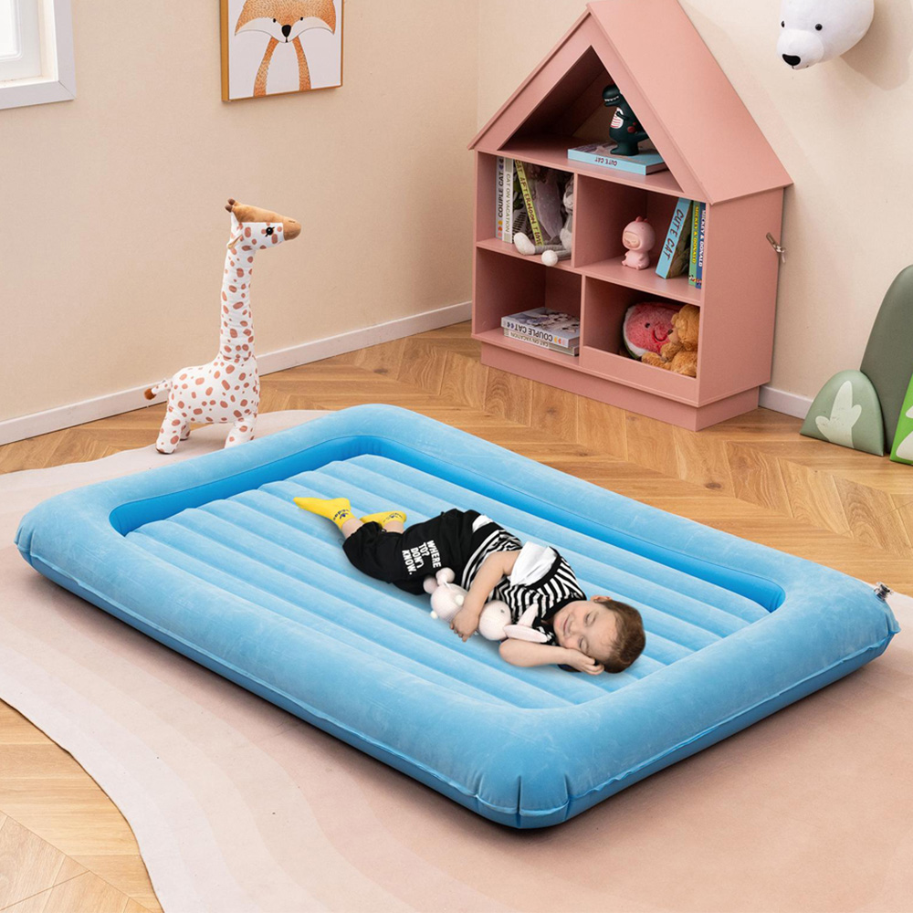 Costway Blue Inflatable Toddler Travel Bed with Electric Pump Image 1