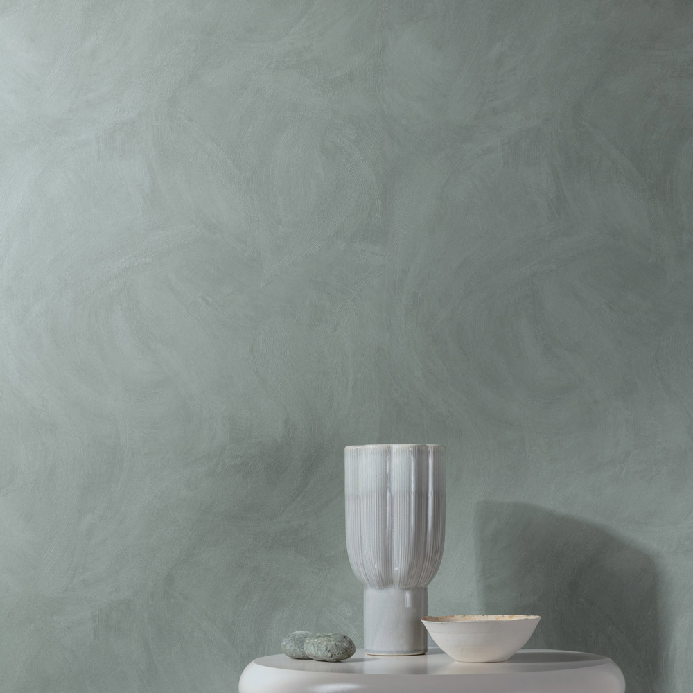 Grandeco Sera Rustic Limewash Chalk Plaster Effect Textured Sea Green Wallpaper Image 3