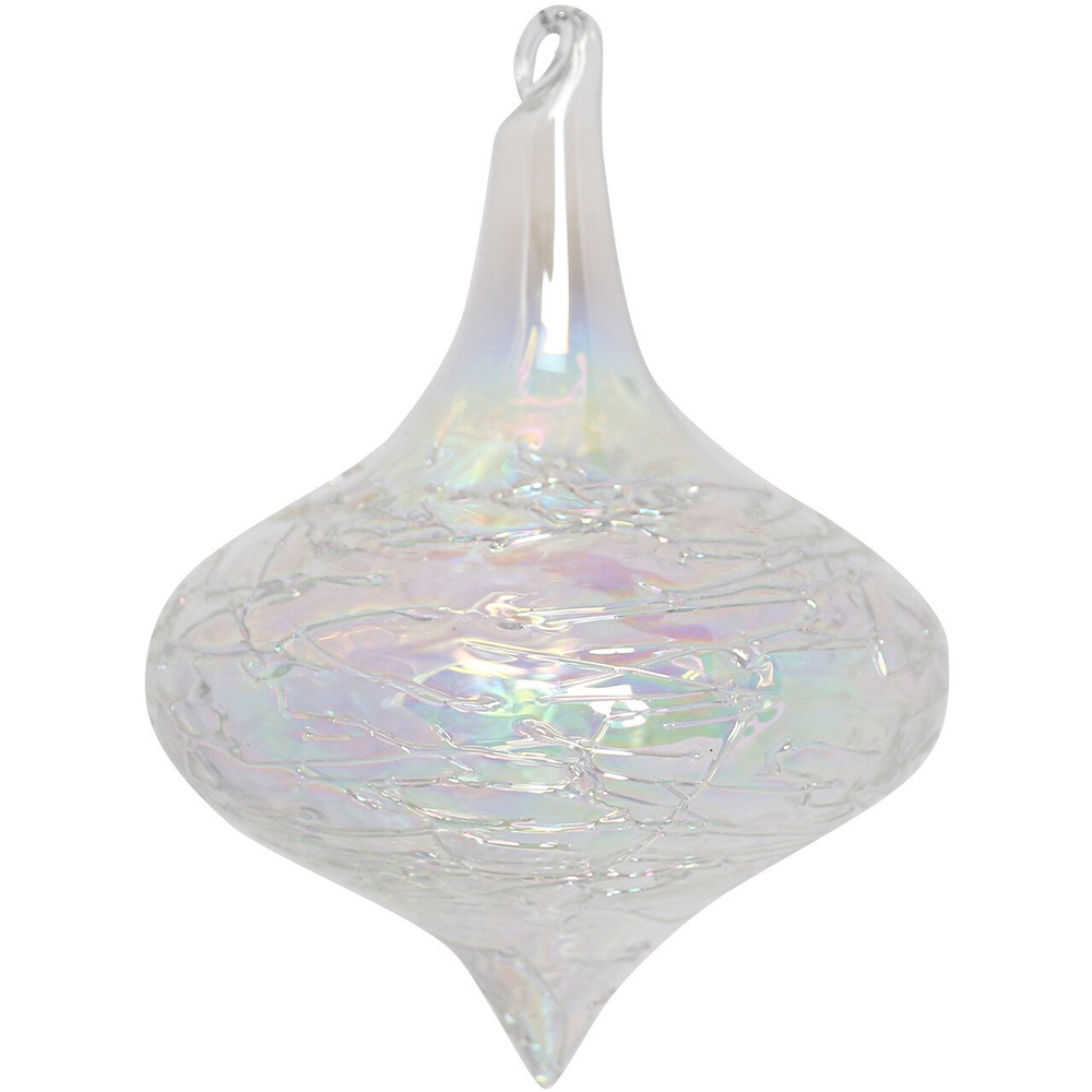 Irridescent Ridged Clear Glass Bauble - Clear Image 3