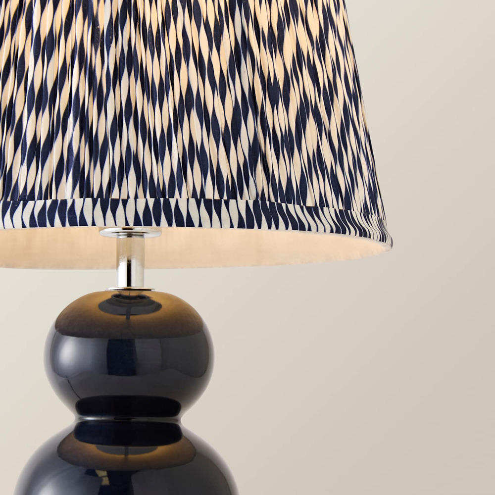 ValueLights Edie Chevron Pleated Shade Navy Bobble Ceramic Table Lamp with Bulb Image 4