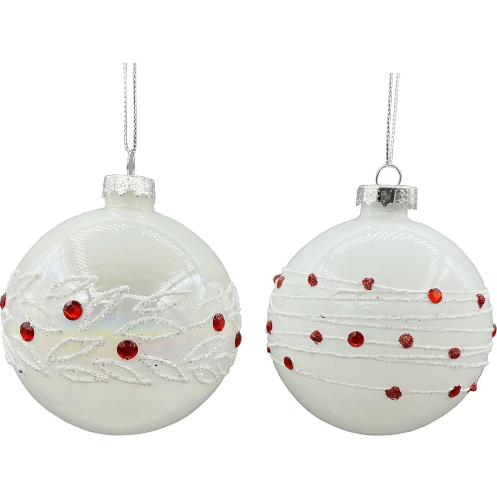 Candy Cane Lane Red Jewel Embellished White Bauble Image