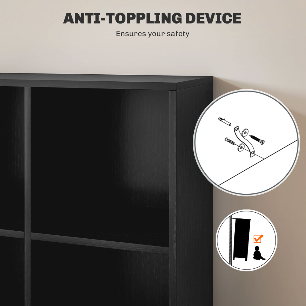 Portland 6 Storage Shelf Black Bookcase Image 5