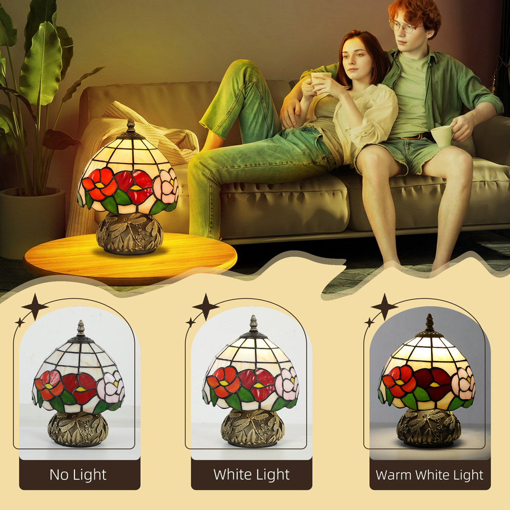 HOMCOM Stained Glass Bedside Lamp Image 8