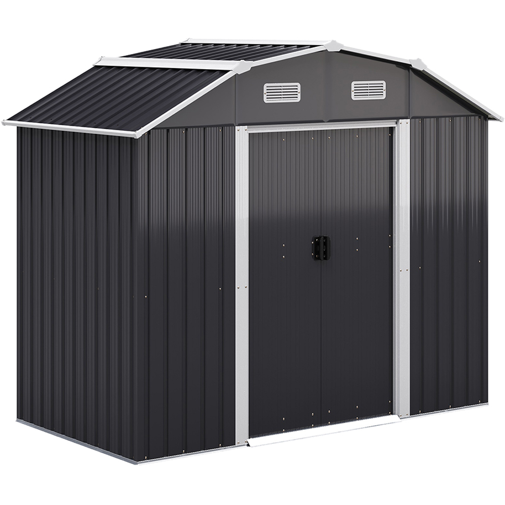 Living and Home 7.7 x 4.3ft Galvanised Steel Acrylic Storage Shed Black Image 1