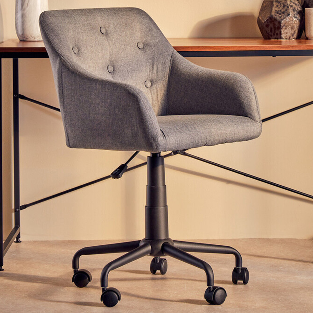 Interiors by Premier Brent Grey and Black Swivel Home Office Chair Image 1