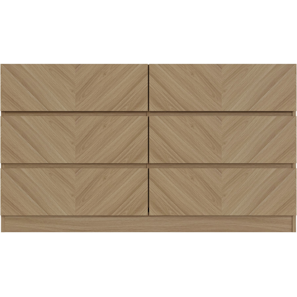 GFW Catania 6 Drawer Euro Oak Wood Chest of Drawers Image 2