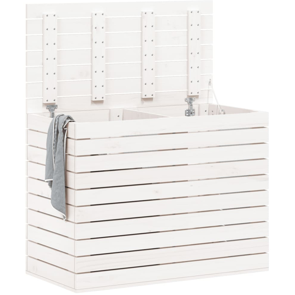 vidaXL White Solid Pine Wood Laundry Basket 88.5 x 44 x 66cm Image 2
