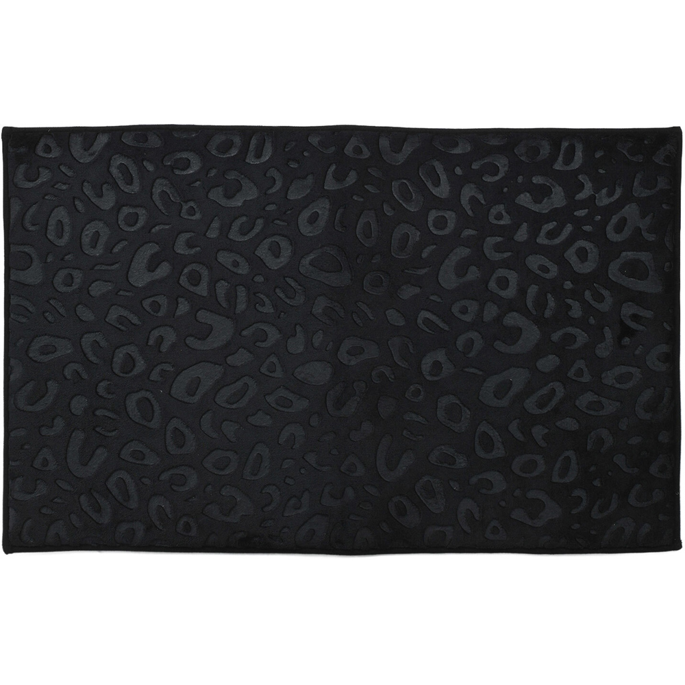 Noir Leopard Print Embossed Bath Mat Black Image 1