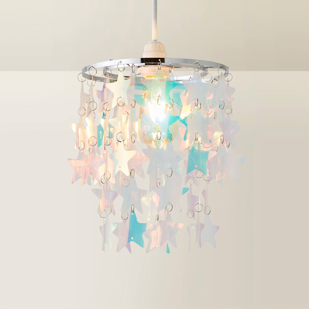 ValueLights Orla 2-Tier Iridescent Stars Easy Fit Lamp Shade Image 5