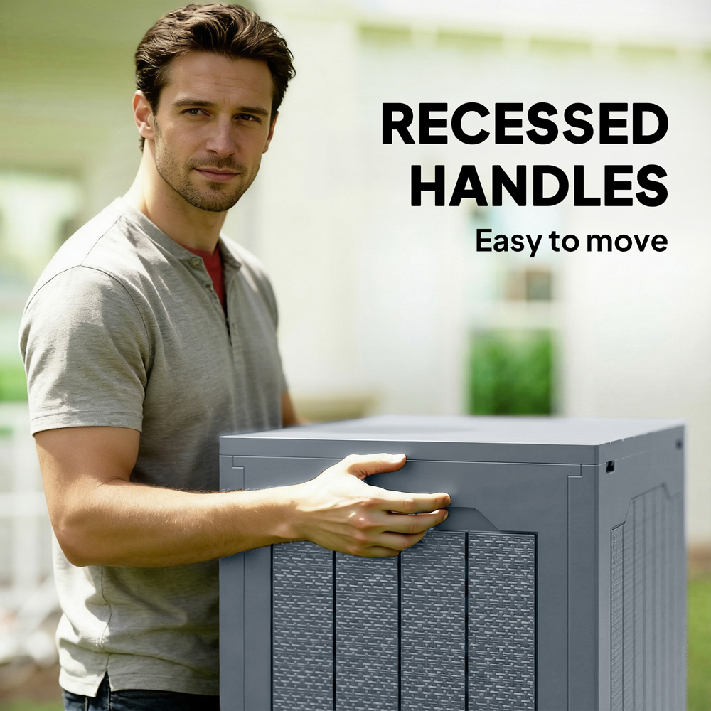Outsunny 93L Grey Plastic Garden Storage Box Image 8