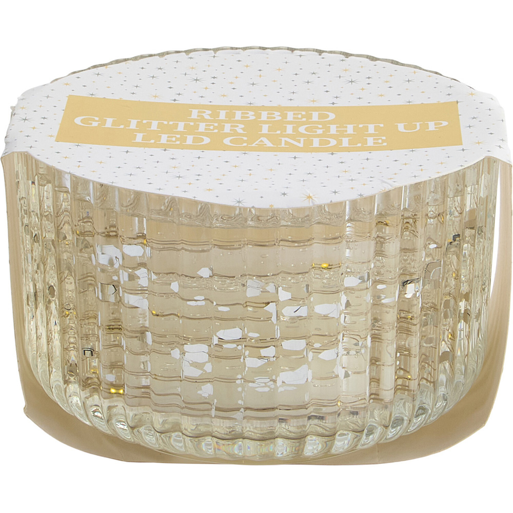 Ribbed Glitter Light-Up LED Candle Image 3