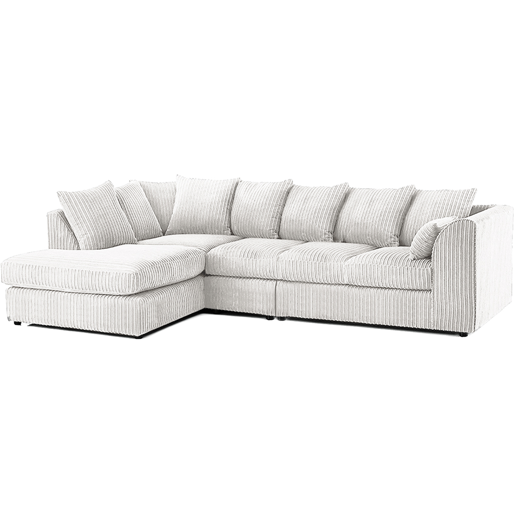 Luxor 4 Seater Silver Jumbo Cord Left Hand Facing Scatter Back L Shaped Corner Sofa Set Image 2