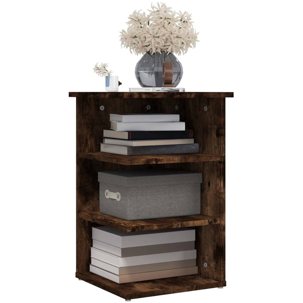 vidaXL 3 Shelf Smoked Oak Wooden Side Cabinet Image 3