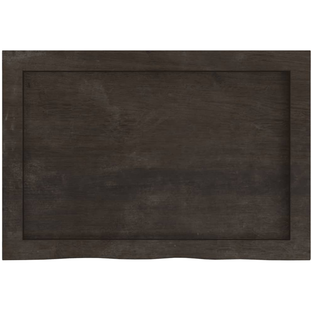 vidaXL 60 x 40 x 6cm Dark Brown Treated Solid Wood Oak Wall Shelf Image 4
