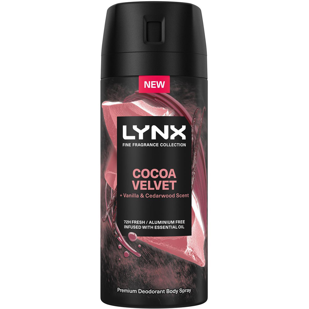 Lynx Fine Fragrance Men's Cocoa Velvet 72H Freshness Deodorant Body Spray 150ml 18 Pack Image 4