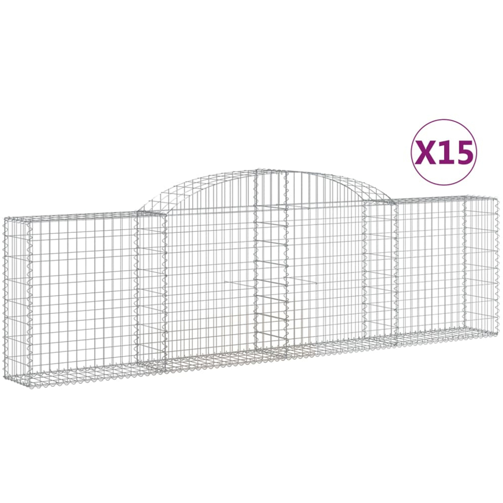 vidaXL Silver Galvanised Iron Gabion Basket 300 x 30 x 80/100cm 15 Pack Image 4