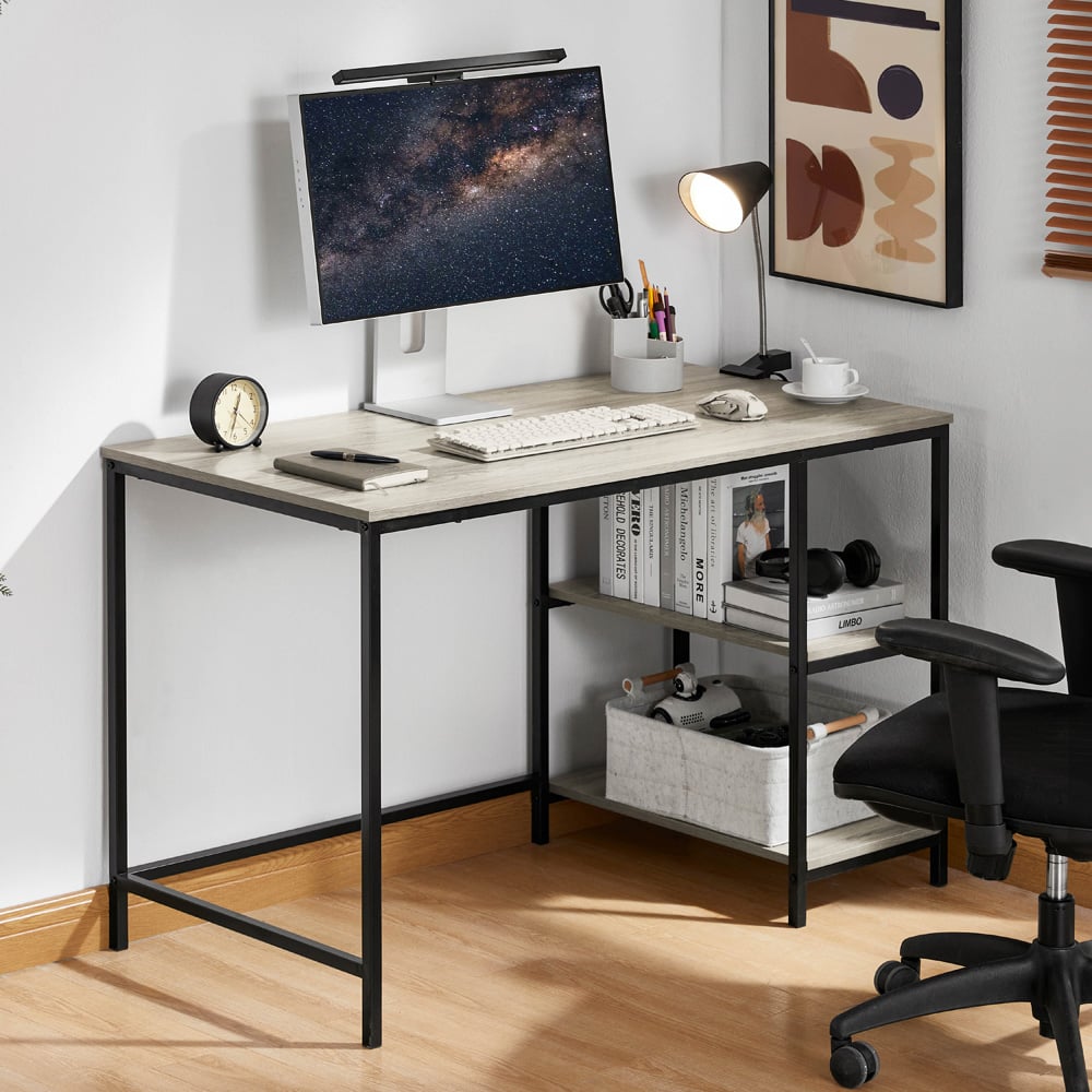 Vida Designs Brooklyn 2 Shelves Desk Grey Wood Image 3