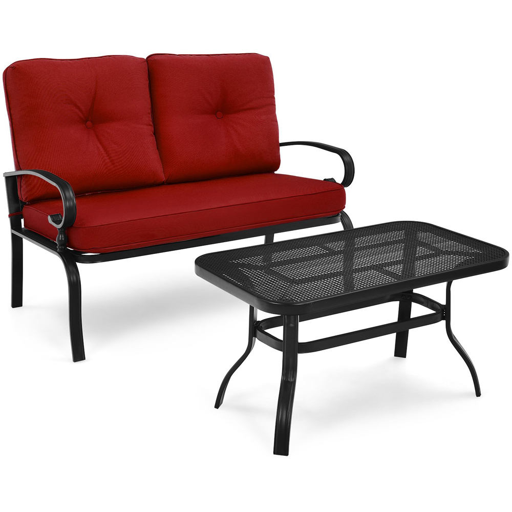 Costway 2 Seater Garden Bistro Set Red Image 2