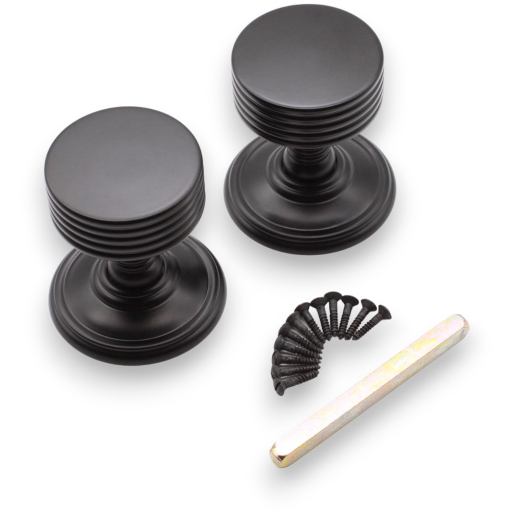 Spira Brass Matt Black Oxford Mortice Door Knob 2 Pack Image 4