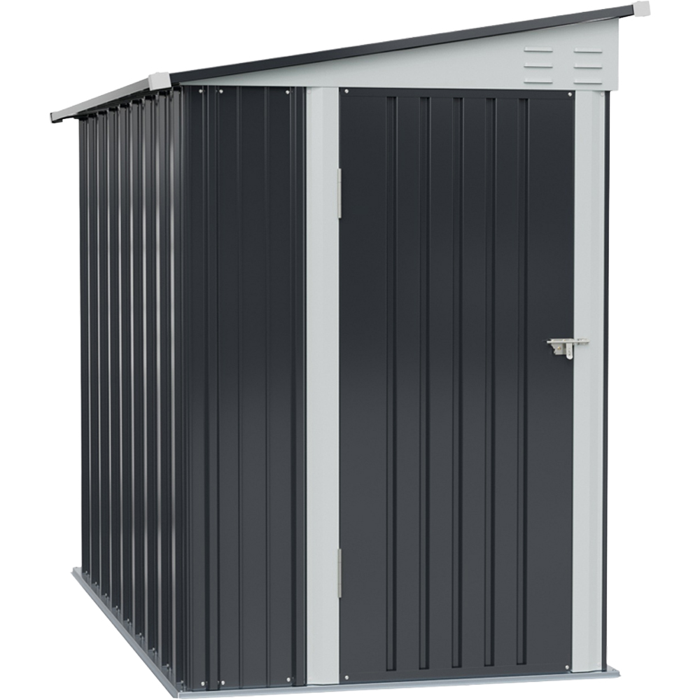 Living and Home 4 x 8ft Charcoal Black and White Metal Pent Storage Shed Image 2