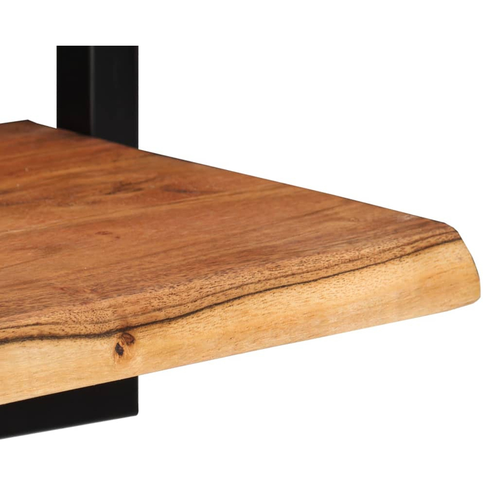 vidaXL 25cm Set of 2 Acacia Solid Wood and Steel Floating Wall Shelf Image 6