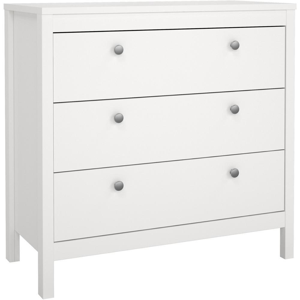 Florence Madrid 3 Drawer White Chest of Drawers Image 2