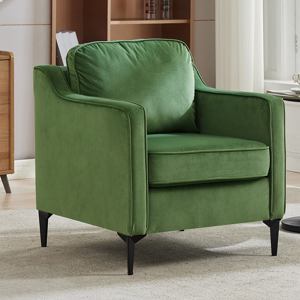 Living and Home Green Linen Sofa Chair Image 7