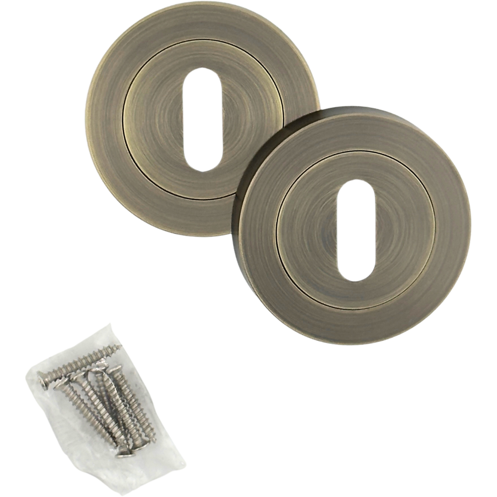 AXS Hardware Antique Brass Standard Key Escutcheons 52mm Image 2