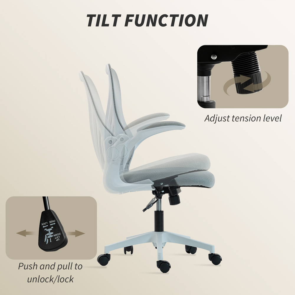 Portland Grey Mesh Height Adjustable Foldable Swivel Office Chair Image 5