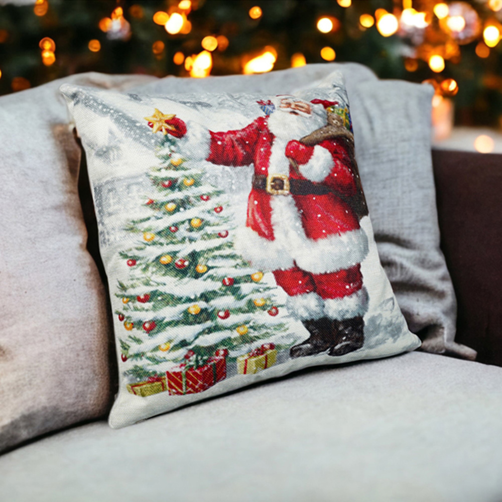 Xmas Haus Festive Santa and Tree Christmas Cushion 40 x 40cm Image 3