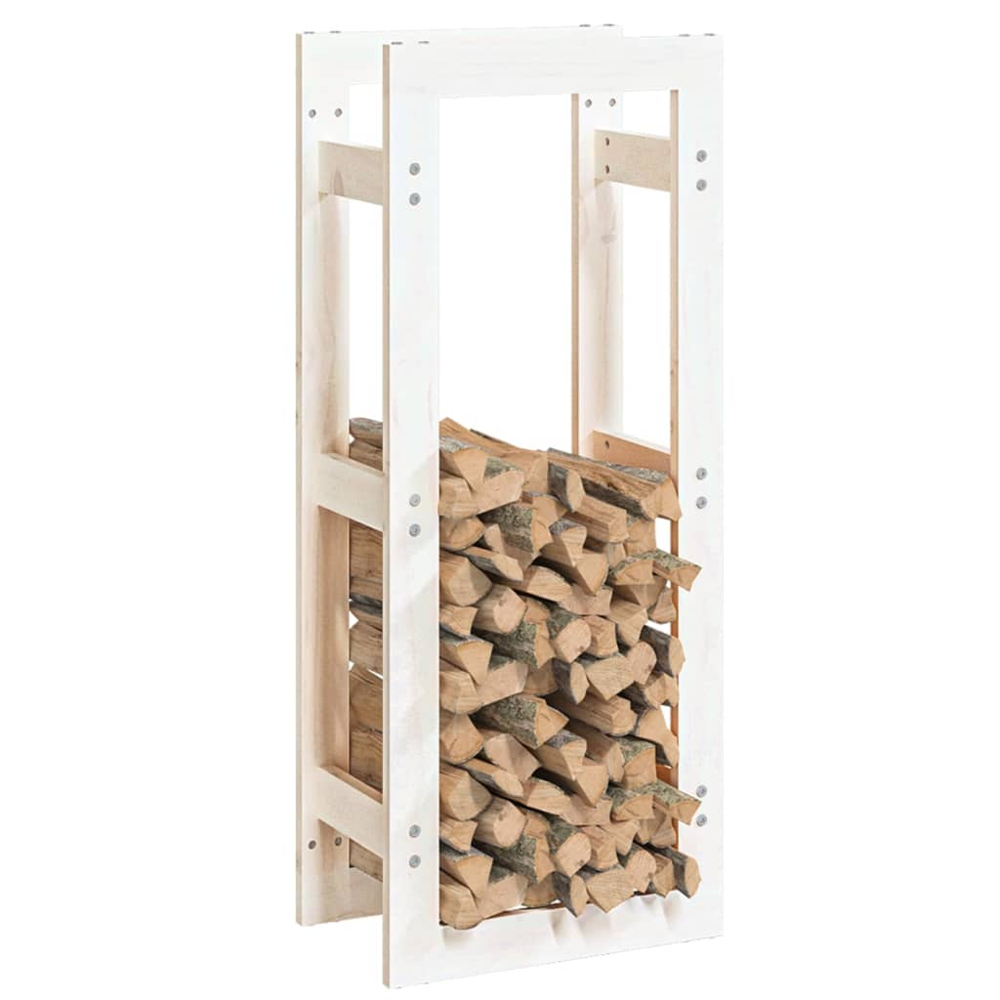 vidaXL White Pine Wood Firewood Log Holder 100 x 41 x 25cm Image 3