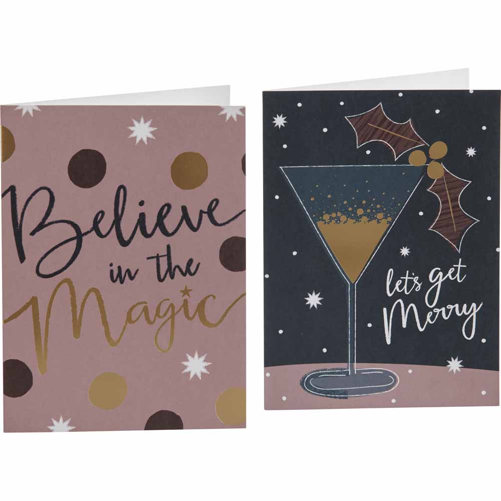 Wilko Duo Cocktail Kisses 16 pack Christmas Cards Image 2