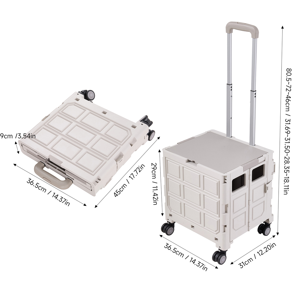 Living and Home Grey White Foldable Shopping Trolley 32L Image 8