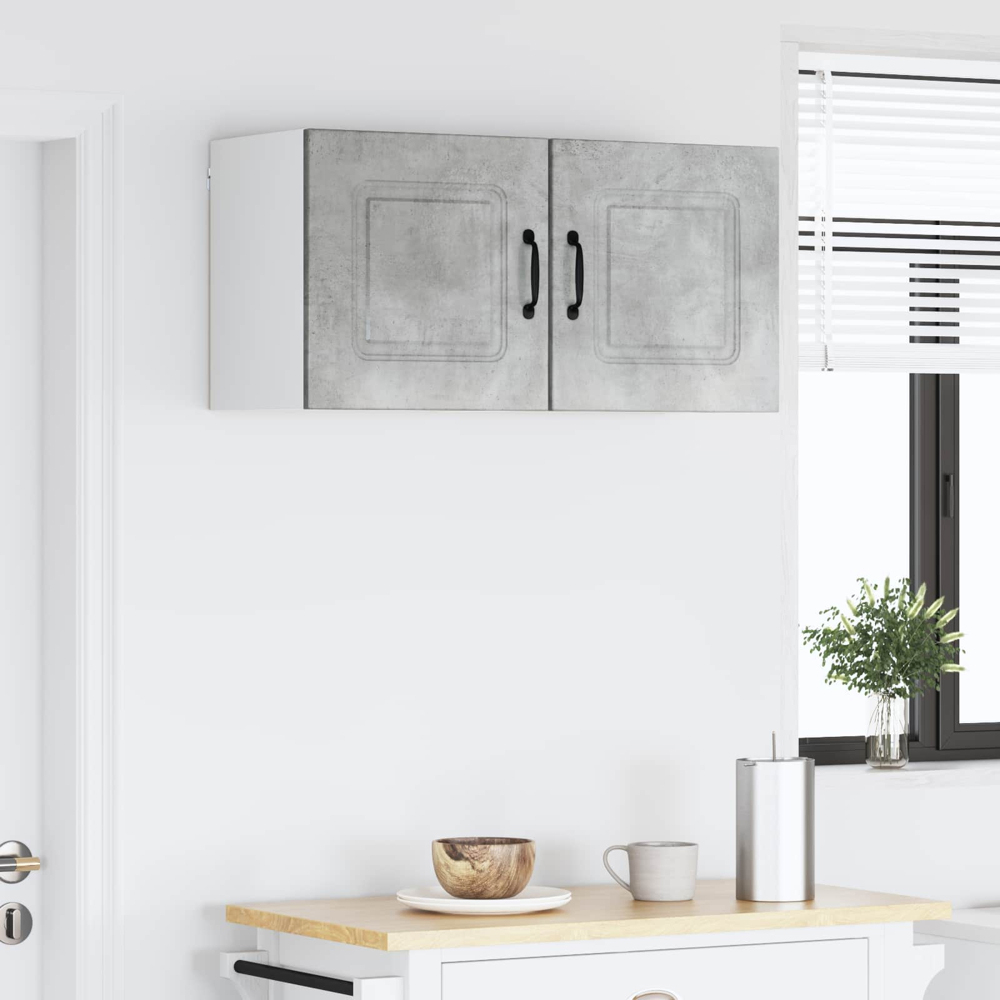 vidaXL Kalmar Single Door Concrete Grey Wall Mounted Square Kitchen Cabinet Set of 2 Image 9