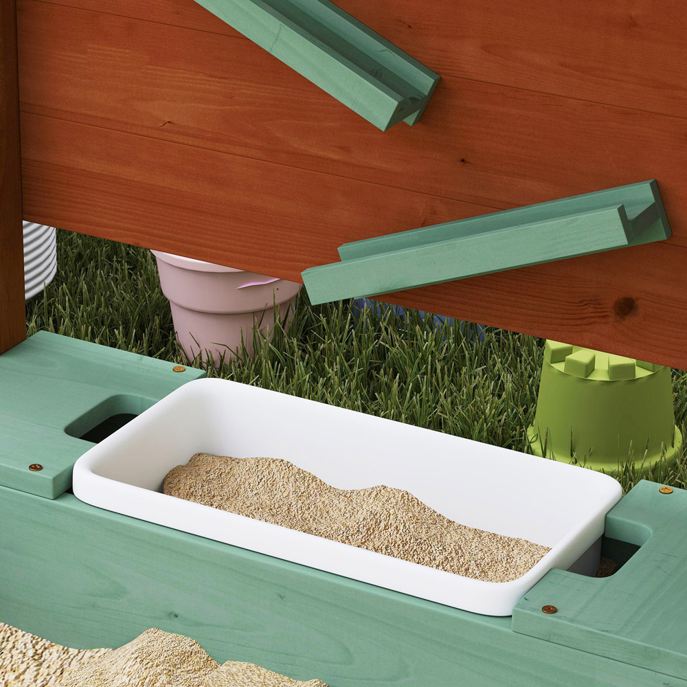 AIYAPLAY Kids Green Wooden Sandpit with Canopy Image 3