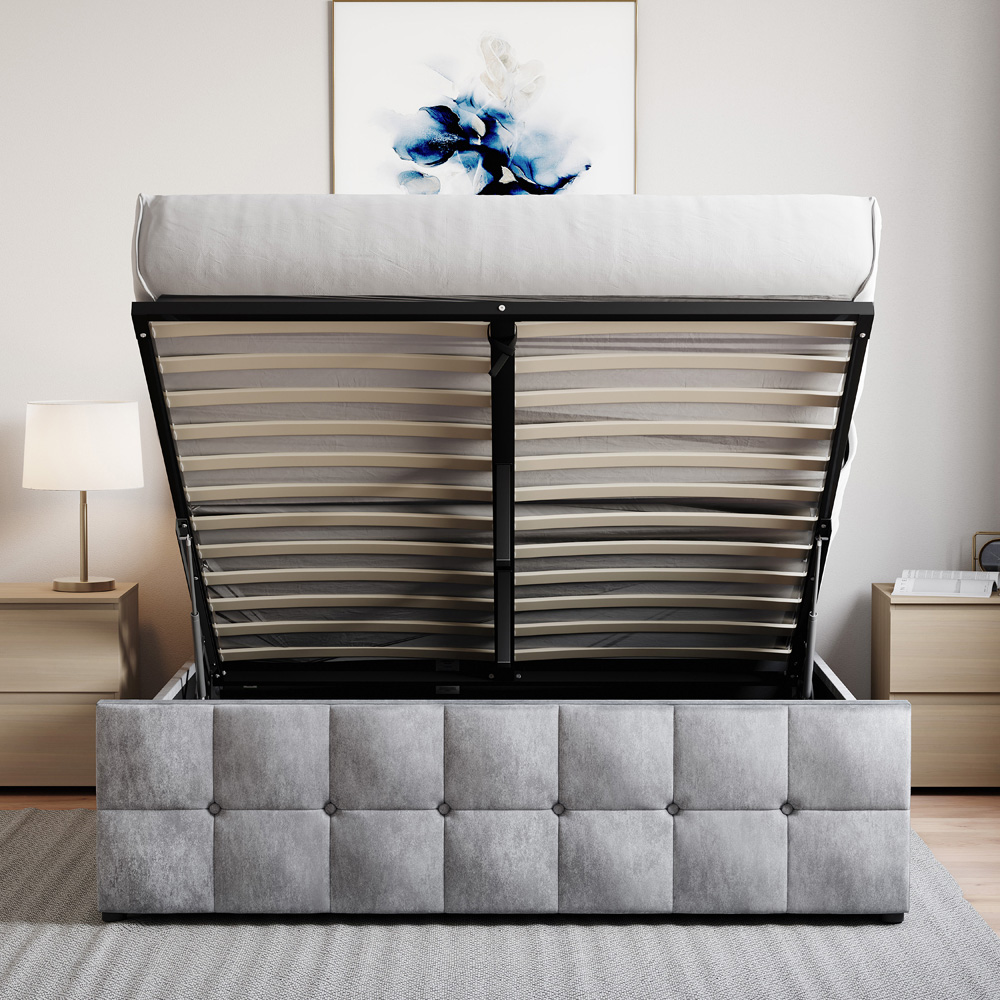 Vida Designs Valentina King Size Silver Crushed Velvet Ottoman Bed Image 6