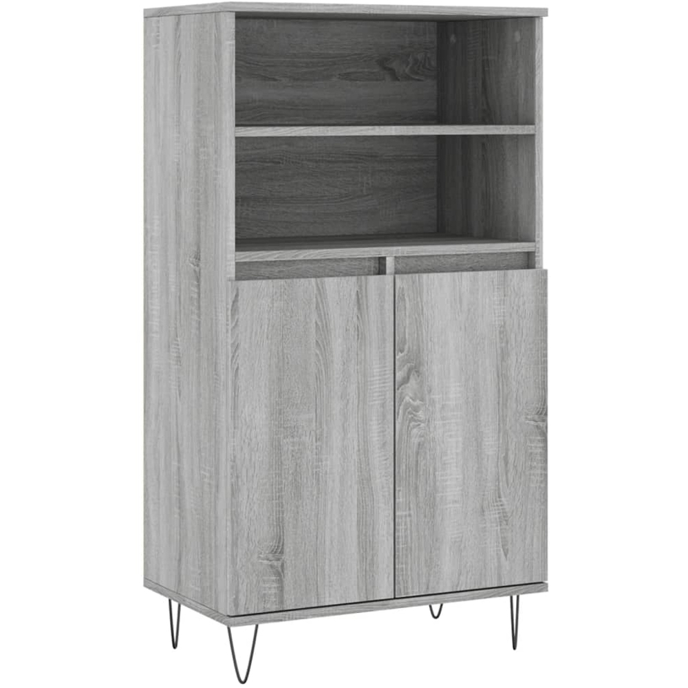 vidaXL 2 Door 2 Shelf Grey Sonoma Highboard Image 2