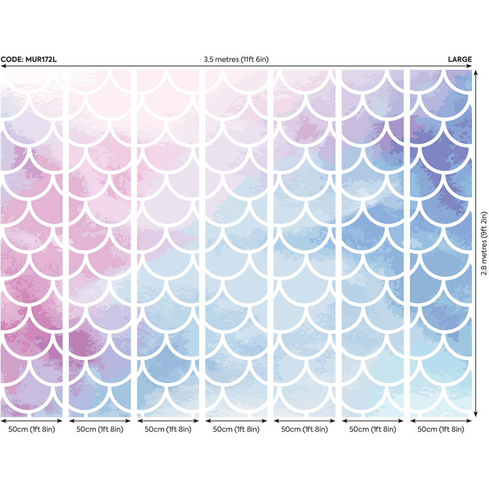 Origin Murals Watercolour Mermaid Scales Wall Mural Image 4