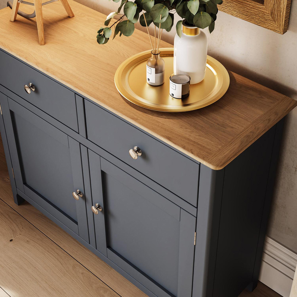 FWStyle Taberno 2 Drawer 2 Door Graphite Blue and Oak Sideboard Image 6