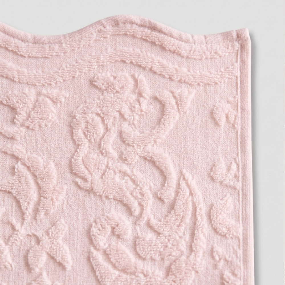 Allure Bath Fashions Gracie Blush Pink Floral Jacquard Scalloped Bath Sheet 100 x 150cm Image 5