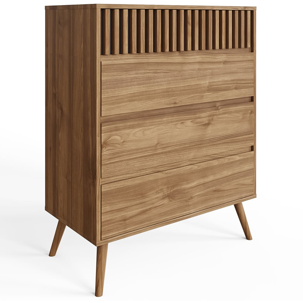 GFW Rowan 4 Drawer Oak Slatted Chest of Drawers Image 2