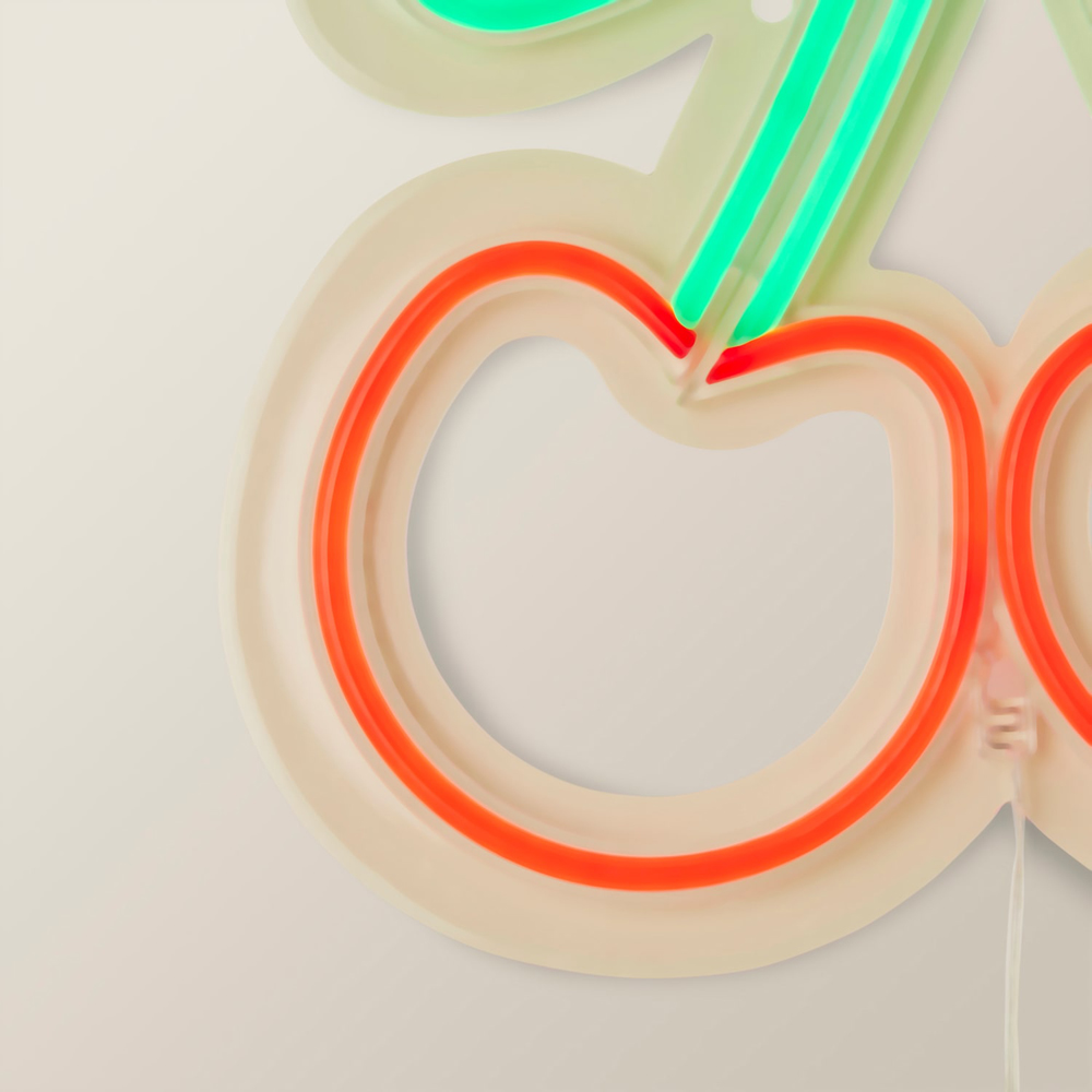 ValueLights Red Cherries with Green Stem Neon Wall Light Image 3
