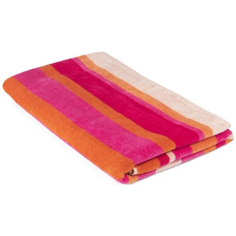Allure Bath Fashions Velour Supersoft Pink Stripe Beach Towel Image 1