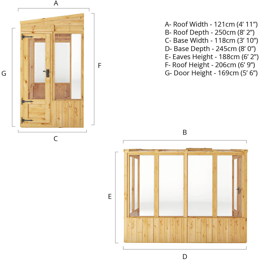Mercia Woodsman Pent Lean To Polycarbonate 8 x 4ft Greenhouse Image 8