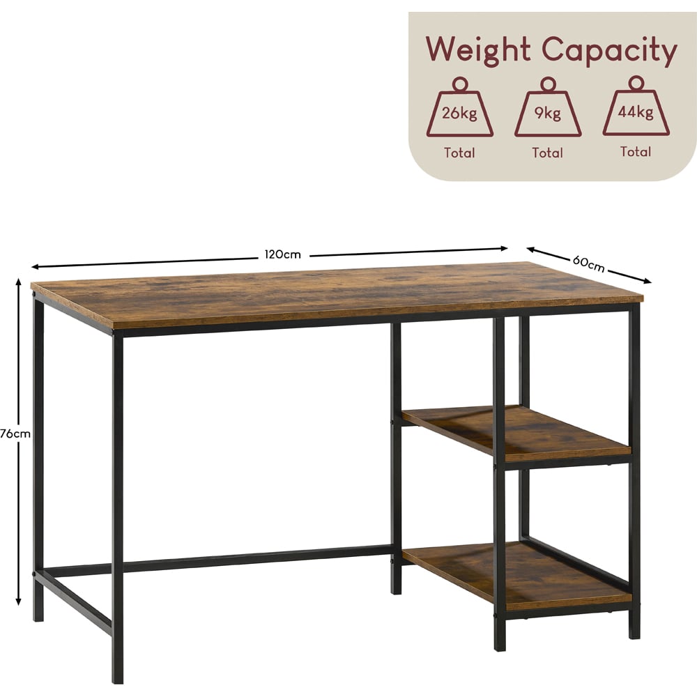 Vida Designs Brooklyn 2 Shelves Desk Dark Wood Image 8