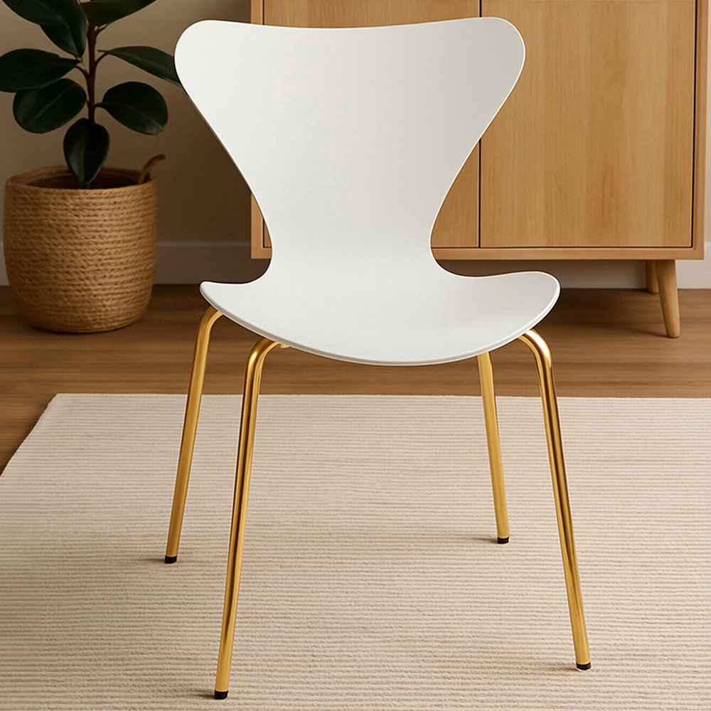 Premier Housewares Laila White Seat and Gold Legs Dining Chair Image 1