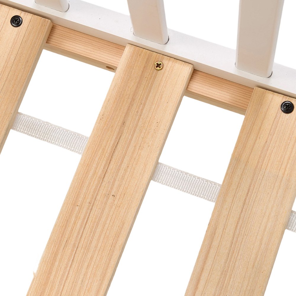 Living and Home Kids White Pine Wood Floor Bed Frame with Roof Headboard Image 7